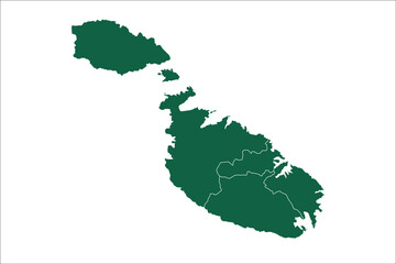 Malta map Green Color on White Backgound	