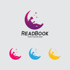 Obraz na płótnie Canvas man reading book Logo Template Design
