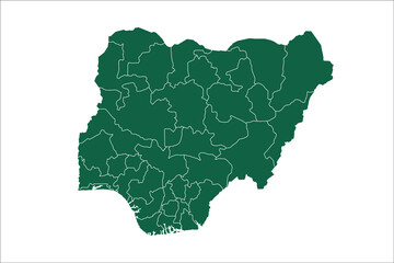 Nigeria map Green Color on White Backgound	