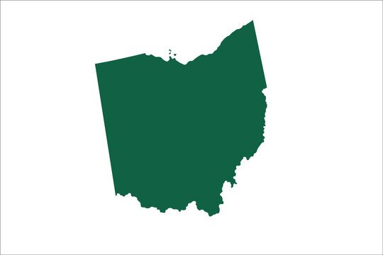 OHIO map Green Color on White Backgound