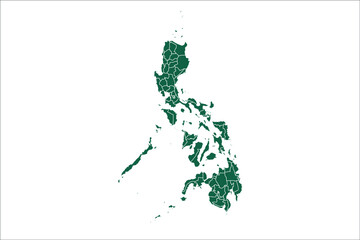 Philippines map Green Color on White Backgound	