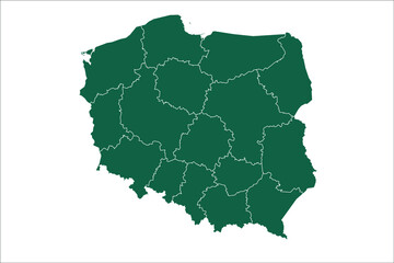 Poland map Green Color on White Backgound