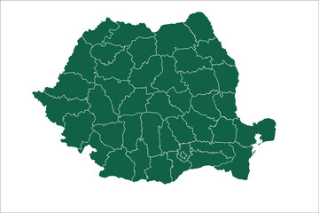 Romania map Green Color on White Backgound	