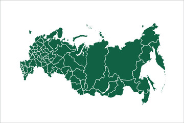 Russia map Green Color on White Backgound	