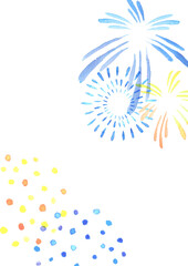 Fototapeta na wymiar 水彩で描いた打ち上げ花火の背景イラスト