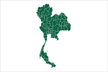 Thailand map Green Color on White Backgound	