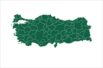 Turkey map Green Color on White Backgound	