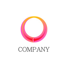 pink circle with an arrow, an emblem for a business logo, a logo for a company