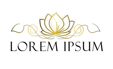 Fototapeta premium logo with golden curls and golden lotus
