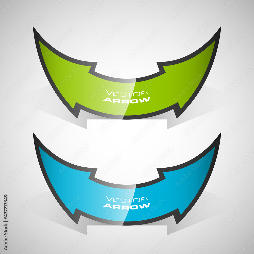 Poster Vector Arrow banners set. Direct shape. 3d Abstract Background. Business infographic presentation diagram. Section compare service. Up and down trend. Paper index. Exact pointer