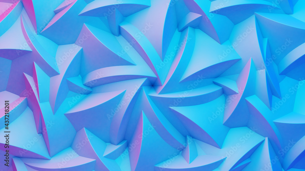 Poster Scientific or technology abstractions with grid surface and surreal symmetric structure or ornament. Abstract background with blue fluorescent and vibrant tech structure. 3D illustration.