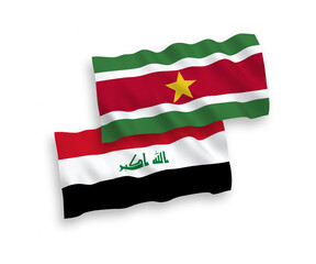 Flags of Republic of Suriname and Iraq on a white background