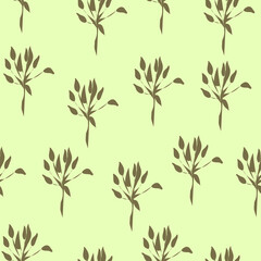 green seamless pattern with flowers, leaves