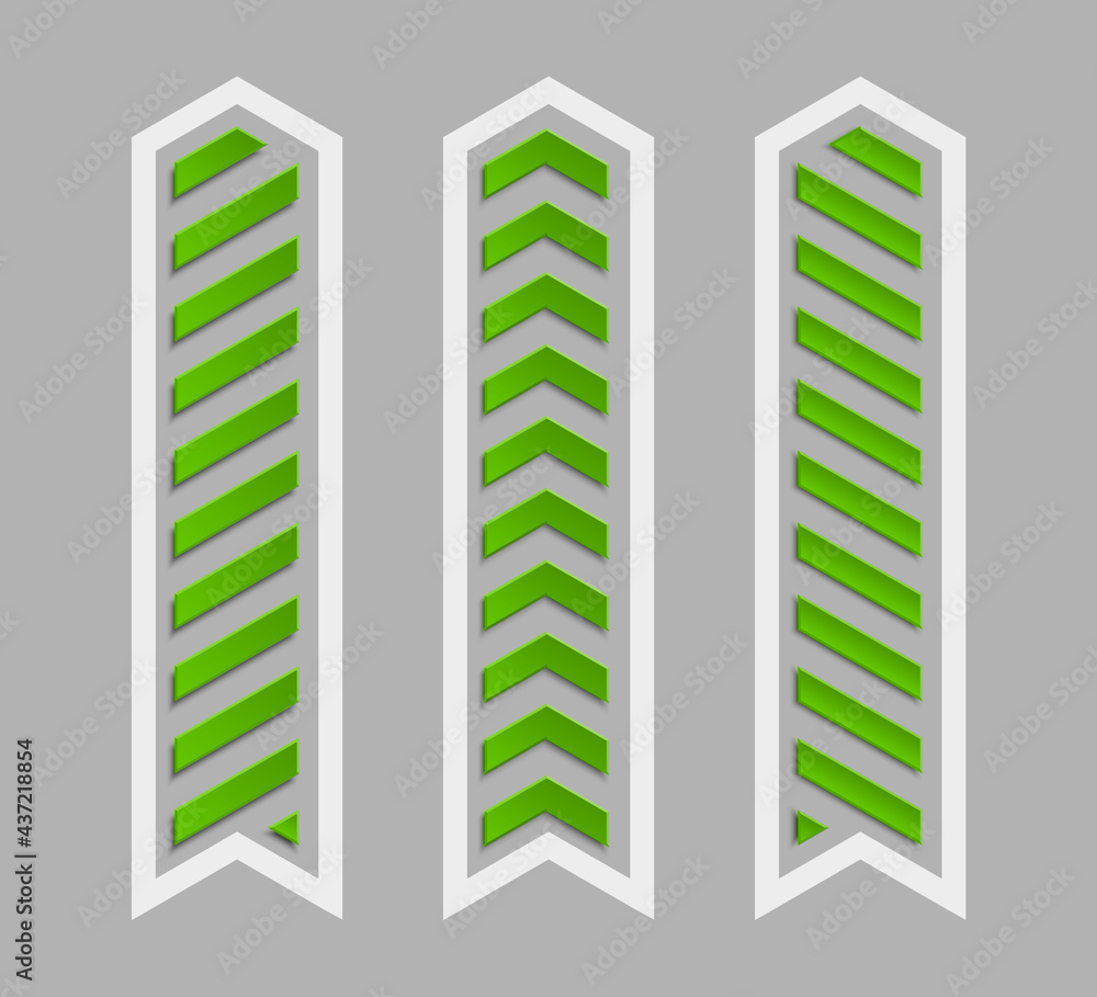 Poster arrow banners set. Direct circle shape. 3d Abstract arrow background. Business infographic presentation diagram. Section compare service trend. Paper arrows index. Exact pointer banner