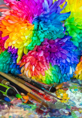 Obraz na płótnie Canvas multi-colored color palette with artistic tools