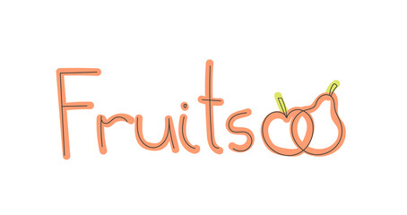 pink vector lettering fruits with apple and pear