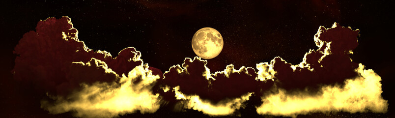 panoramic night cumulus isolated. nature 3D rendering