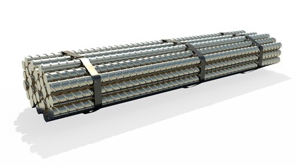 big reinforcing bar pack - isolated computer generated industrial 3D illustration
