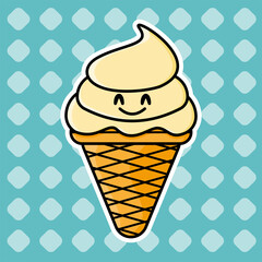 cute ice cream with fresh and attractive color makes anyone want to have it. cartoon vector icon concept. Flat Cartoon Style
