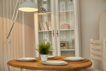 Stylish interior design of a living room in a Scandinar style