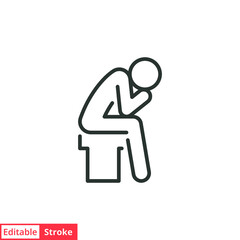 Fototapeta premium Depression man line icon. Simple outline style. Depress, sad, lonely, loneliness, alone, person, sorrow, stress concept. Vector illustration isolated on white background. Editable stroke EPS 10.