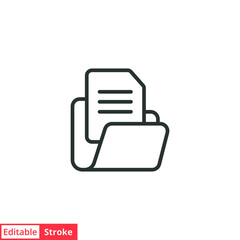 Document file line icon. Simple outline style. Collect, account, statement, bank, data, email, file, open folder concept. Vector illustration isolated on white background. Editable stroke EPS 10.