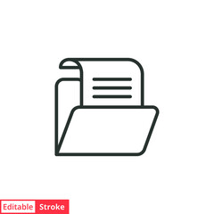 Document file line icon. Simple outline style. Collect, account, statement, bank, data, email, file, open folder concept. Vector illustration isolated on white background. Editable stroke EPS 10.