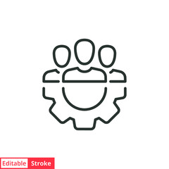 Management team line icon. Simple outline style. Manage, facility, workforce, employee, function, partnership, leader concept. Vector illustration isolated on white background. Editable stroke EPS 10.