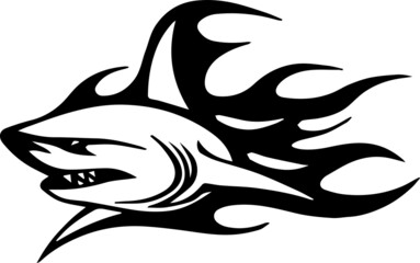 Shark tattoo in tribal art style. Simple vector illustration