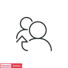 Referrals line icon. Simple outline style. Reference, business, communication, marketing, user, people, network concept. Vector illustration isolated on white background. Editable stroke EPS 10.