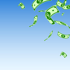 American dollar notes falling. Random USD bills on