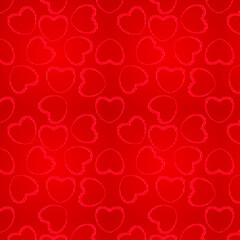Colorful Valentine's day background with hearts. Red seamless pattern