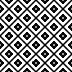 Diagonal squares and four circles pattern. Seamless and simple shapes. Rhombuses and four circles ornament.