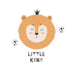 Cute lion with scandinavian lettering