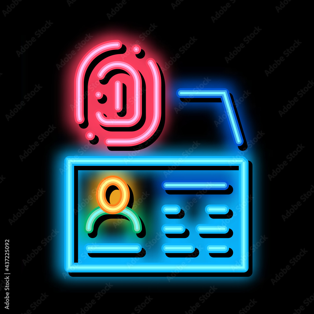 Poster fingerprint scan neon light sign vector. glowing bright icon fingerprint scan sign. transparent symb