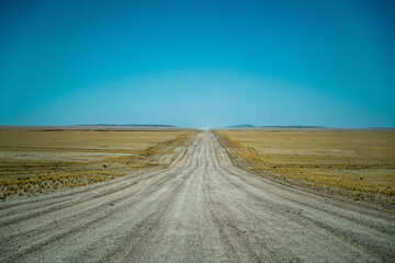 Fototapeta na wymiar Typical roads in dry land of namibia