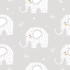 Printed kitchen splashbacks Elephant Seamless pattern of cute elephants in scandinavian style