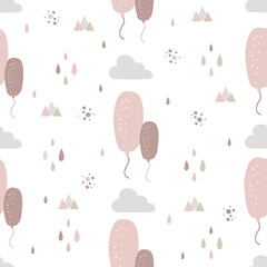 Seamless pattern with balloons in the Scandinavian style - 437226045