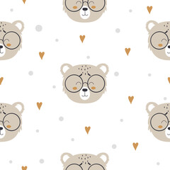Seamless pattern with cute bears in the Scandinavian style - 437226265