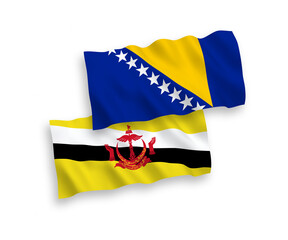 Flags of Brunei and Bosnia and Herzegovina on a white background