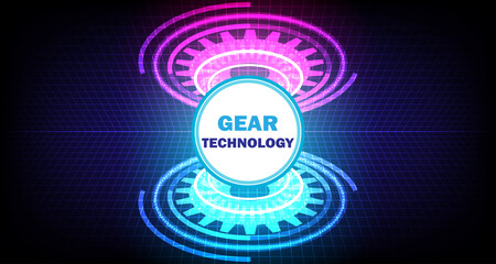 gear abstract of round futuristic technology user interface screen hud and lighting empty stage spotlight background EP.1
