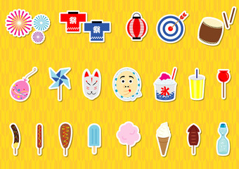 夏祭りのベクターイラストのセット