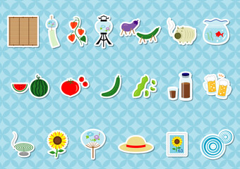 日本の夏のベクターイラストセット