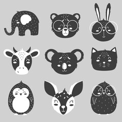 Set of cute animals for baby design in scandinavian style - 437227271