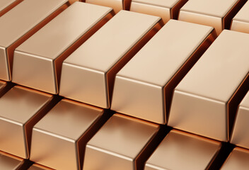 copper bars in bank vault