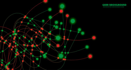 Digital streaming. Abstract dynamic motion lines and Gear background with colorful particles. EP.4