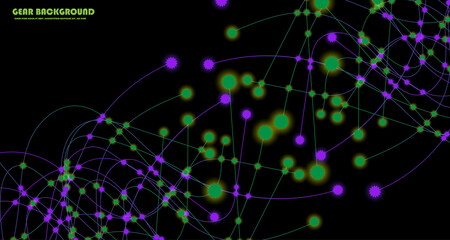 Digital streaming. Abstract dynamic motion lines and Gear background with colorful particles. EP.5.