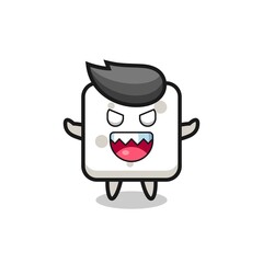 illustration of evil sugar cube mascot character