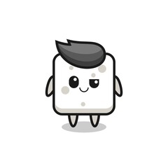sugar cube cartoon with an arrogant expression