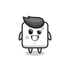 cute sugar cube mascot with an optimistic face